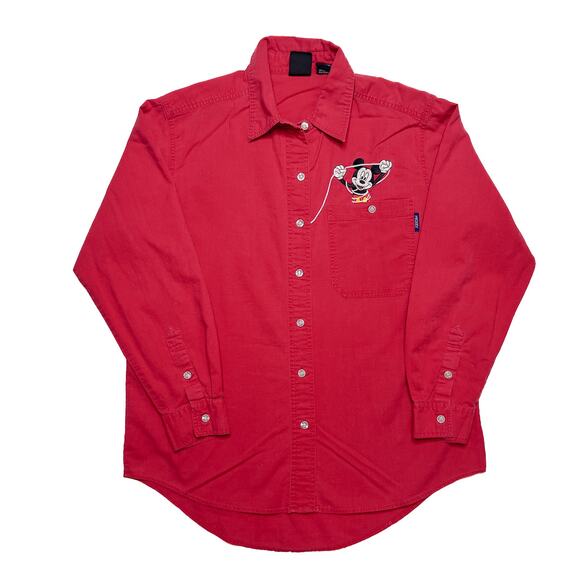 Mickey Unlimited Vintage 90s Embroidered Pocket Thread Button Up Men's S Disney - Picture 1 of 7